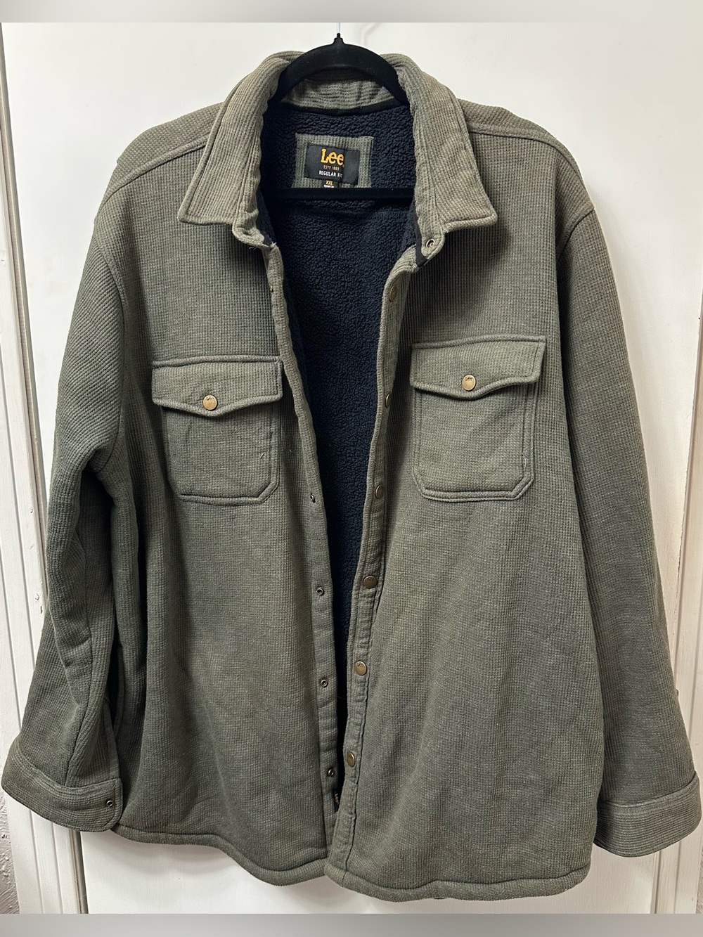 Lee Olive Green Sherpa-Lined Shirt Jacket